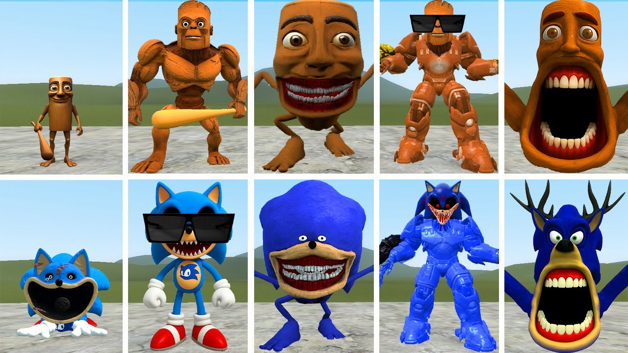 HELLO: ALL THE NEW EVOLUTIONS OF THE MONSTER TUNGTUNG SAHUR VS THE MONSTER SONIC EXE IN GMOD!