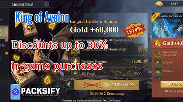 King of Avalon - Save up to 30 percent on your in-game purchases with Packsify