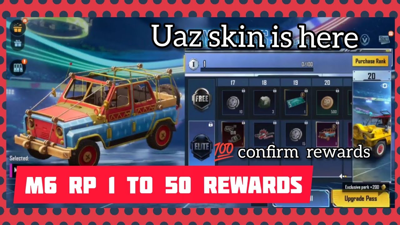 M6 RP REWARDS 1 TO 50 /UAZ CAR SKIN /SUPER RP REWARD'S