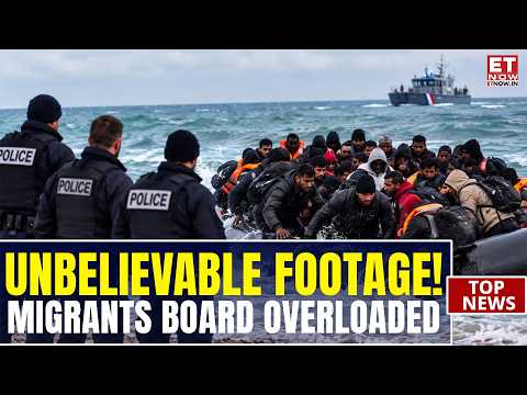 ENGLISH CHANNEL CHAOS! Migrants Rush Crowded Boat as Police Watch | ET Now | World News
