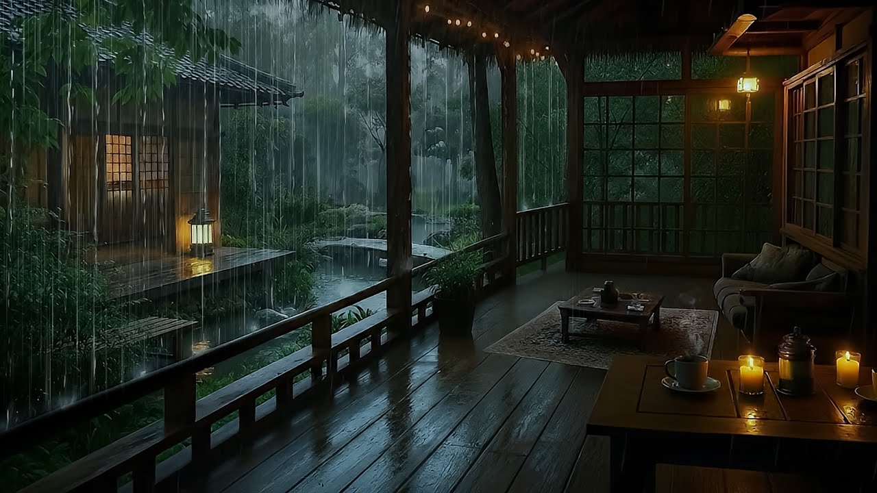 🌧️ Sleep Soundly with Forest Rain on Wooden Cabin | ASMR Soft Rain on Forest Lake to Cure Insomnia