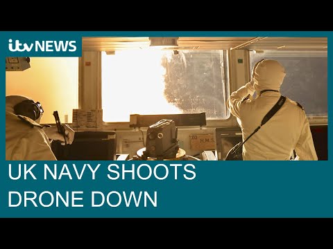 Royal navy ship shoots down houthi drones in red sea attack | itv news