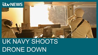 Royal Navy ship shoots down Houthi drones in Red Sea attack | ITV News