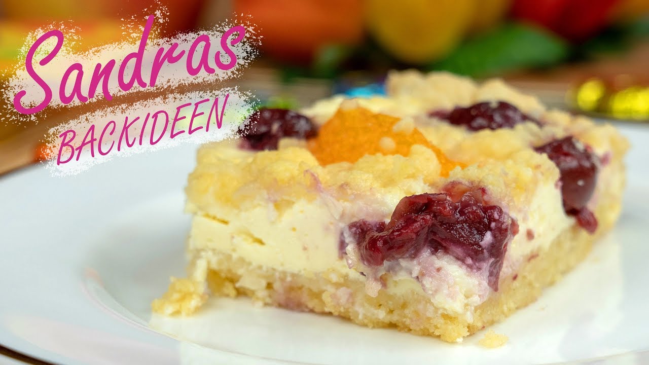 Einfacher Quarkkuchen mit Kirschen, Mandarinen und Streusel - YouTube