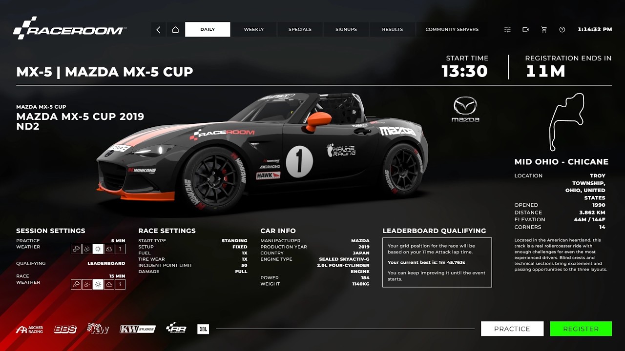 Raceroom Racing Experience. Monza. Mazda MX-5 Cup
