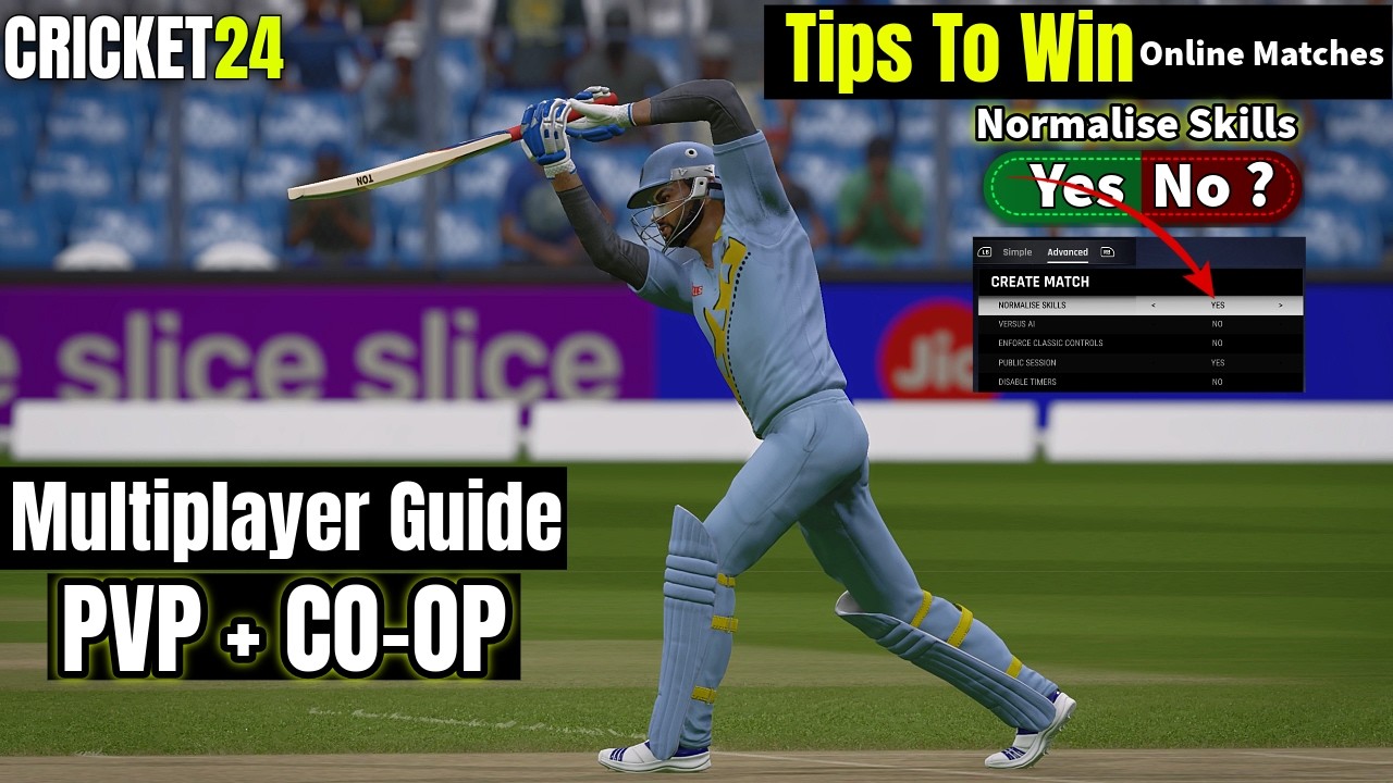 How to Create Online Multiplayer PvP & Co-Op Match in Cricket 24 (Normalize Skills Explained)