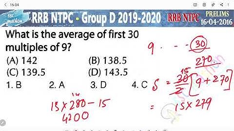 what is the average of first 30 multiples of 9