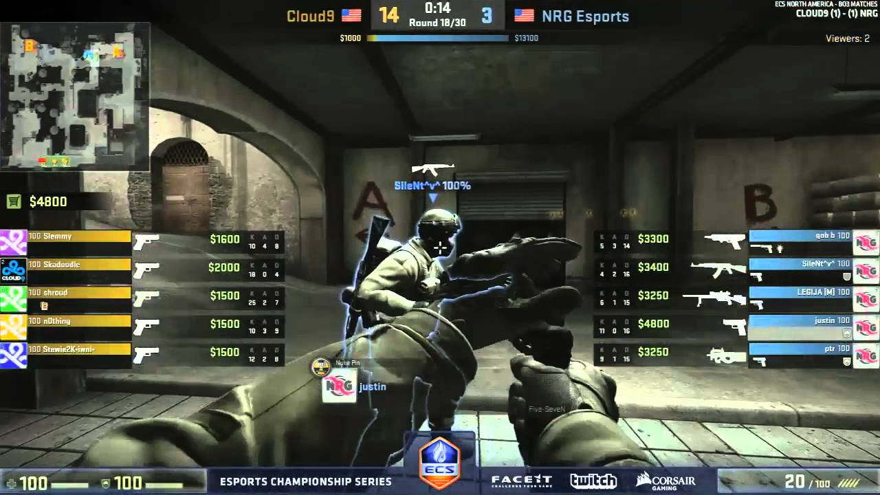CS:GO - Just9n INSANE ACE vs Cloud9 @ ECS League Season 1