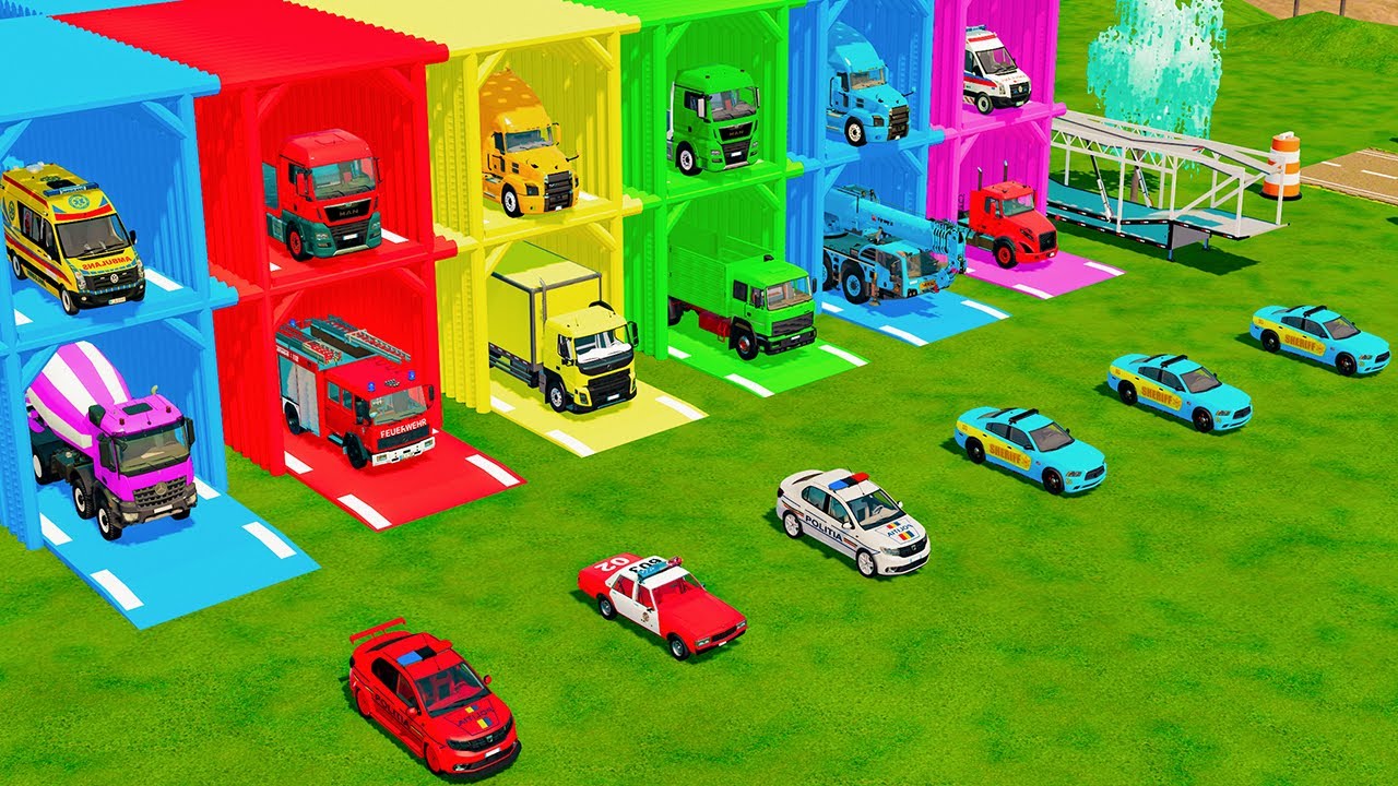 ALL EMERGENCY & POLICE VEHICLES TRANSPORTED TO THE GARAGE | FARMING SIMULATOR 22