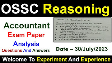 OSSC Accountant Reasoning Answer Key | Unofficial | #ossc #osscexam #osscaccountant