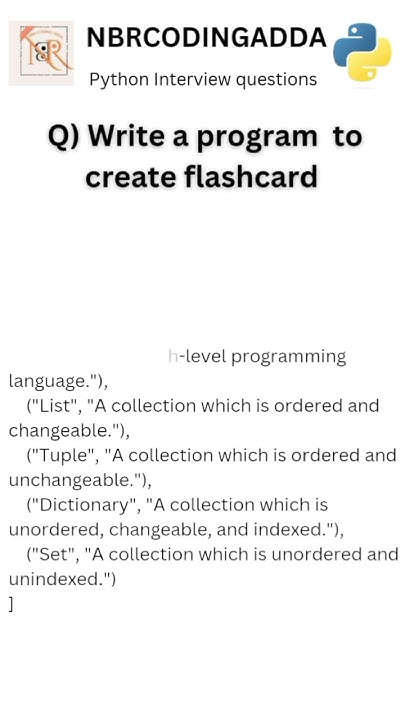 FlashCard in python #nbrcodingadda #coding #coder - YouTube