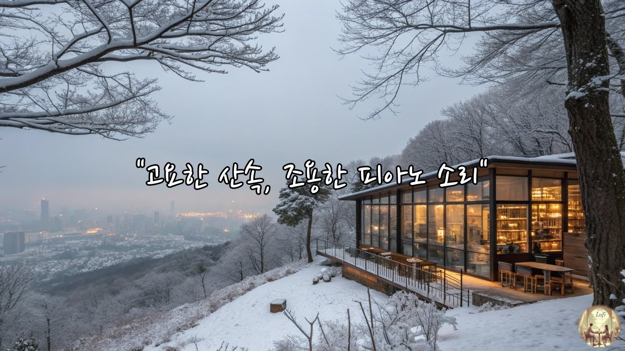 [Play List]눈 내린 산속 도시가 내려다 보이는 북카페에서 듣는 고요한 피아노 | 집중·힐링·공부·휴식 음악