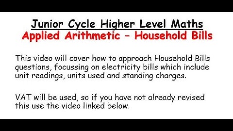 JCHL - Applied Arithmetic - Household Bills