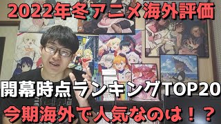 22年冬アニメ 海外評価 開幕時点ランキングtop Myanimelist マイアニメリスト さん参照 スコア順 メンバー数 投票数も合わせて紹介 配信から地上波に下りてきた作品含む Youtube