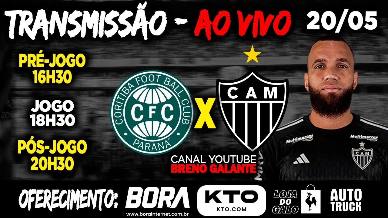 CORITIBA X ATLÉTICO-MG AO VIVO ONLINE: Onde tá passando o jogo do