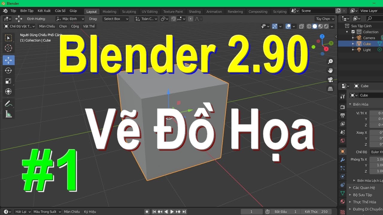 Học vẽ đồ họa 3D Blender 2.90 bản tiếng việt #Bài 1 -... - youtube