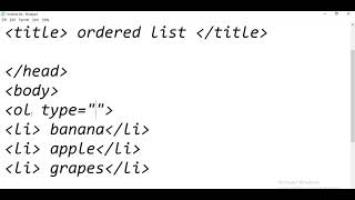 Type Attribute of ol tag