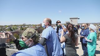 Thunderbirds and Blue Angels fly over hospital in Trenton, NJ