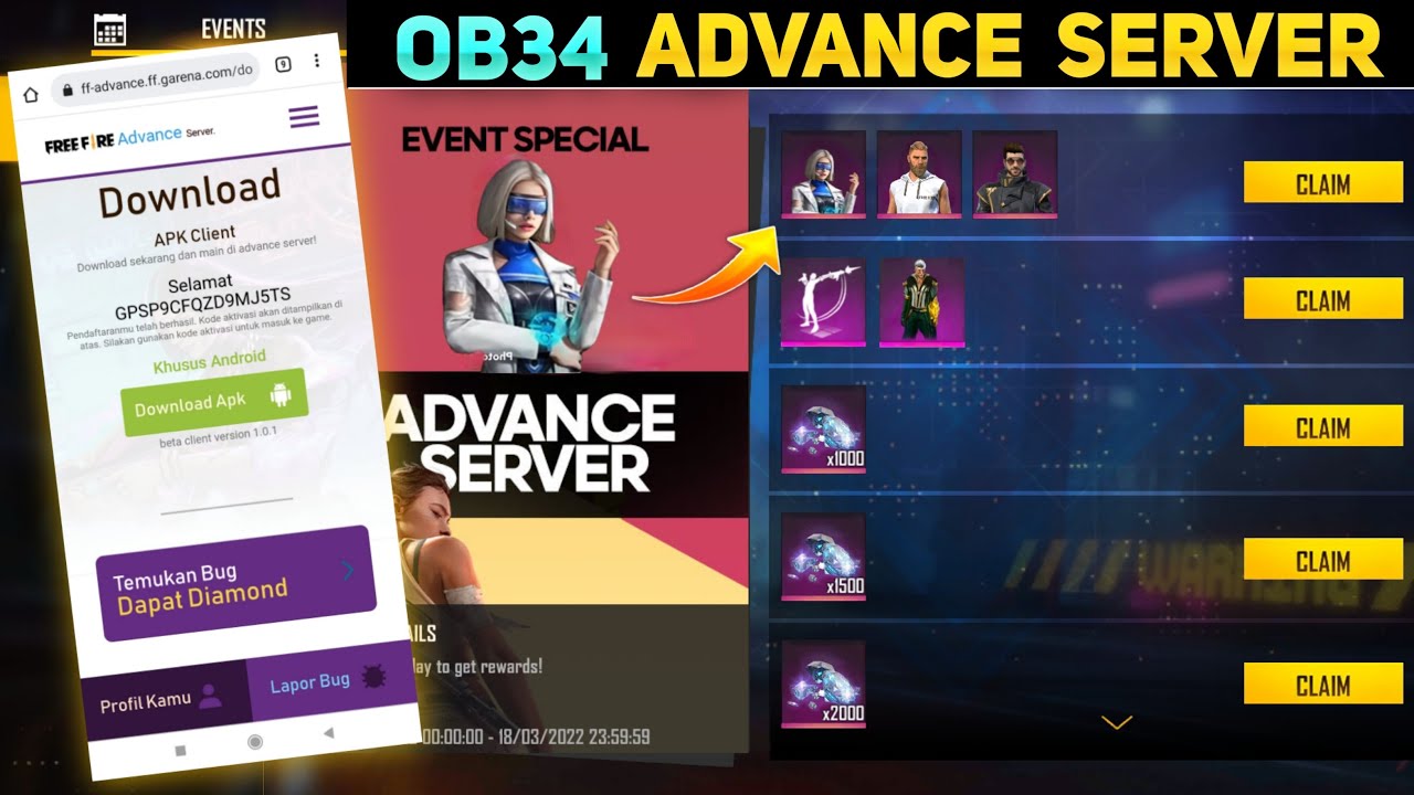 Advance Server Free Fire Download Nepali, New OB34 Update