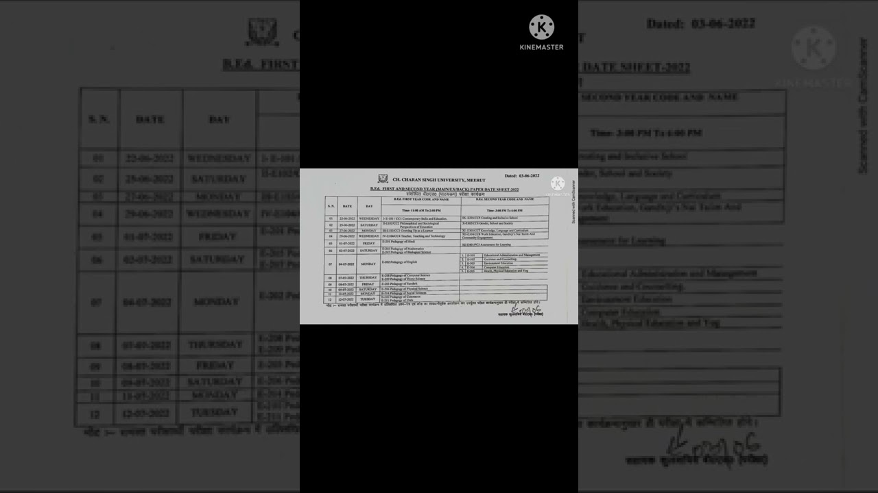 B.ed updated date sheet 2022/ccs University date sheet 2022