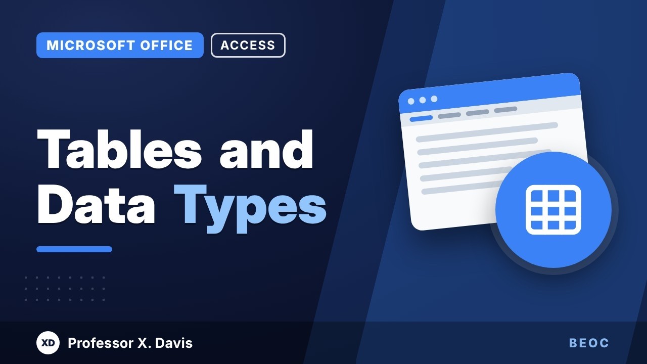 Creating Tables and Choosing Data Types in Access - YouTube