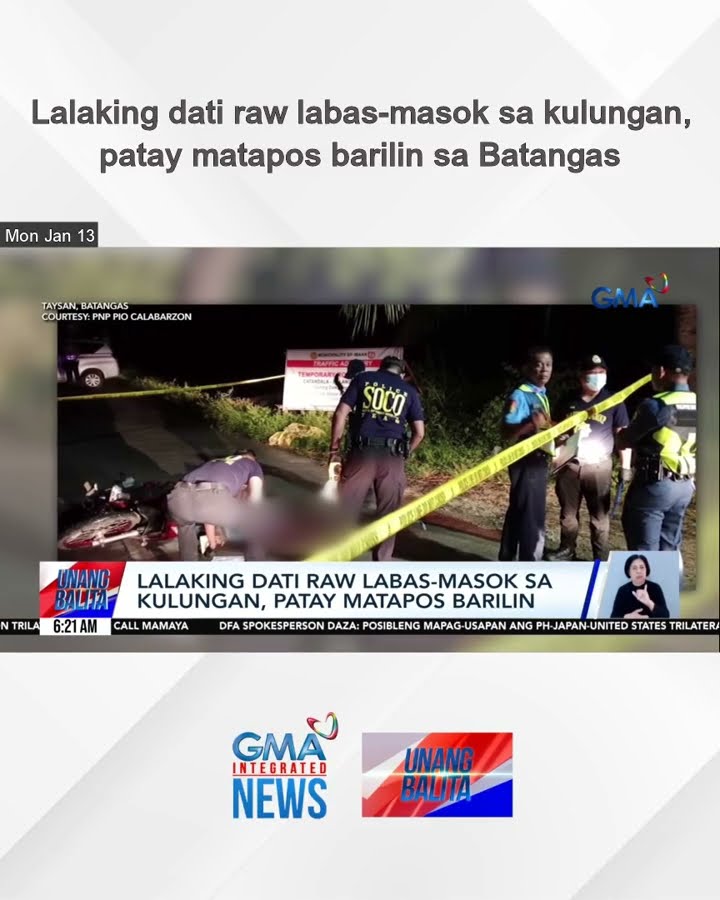 Lalaking dati raw labas-masok sa kulungan, patay matapos barilin sa Batangas | Unang Balita