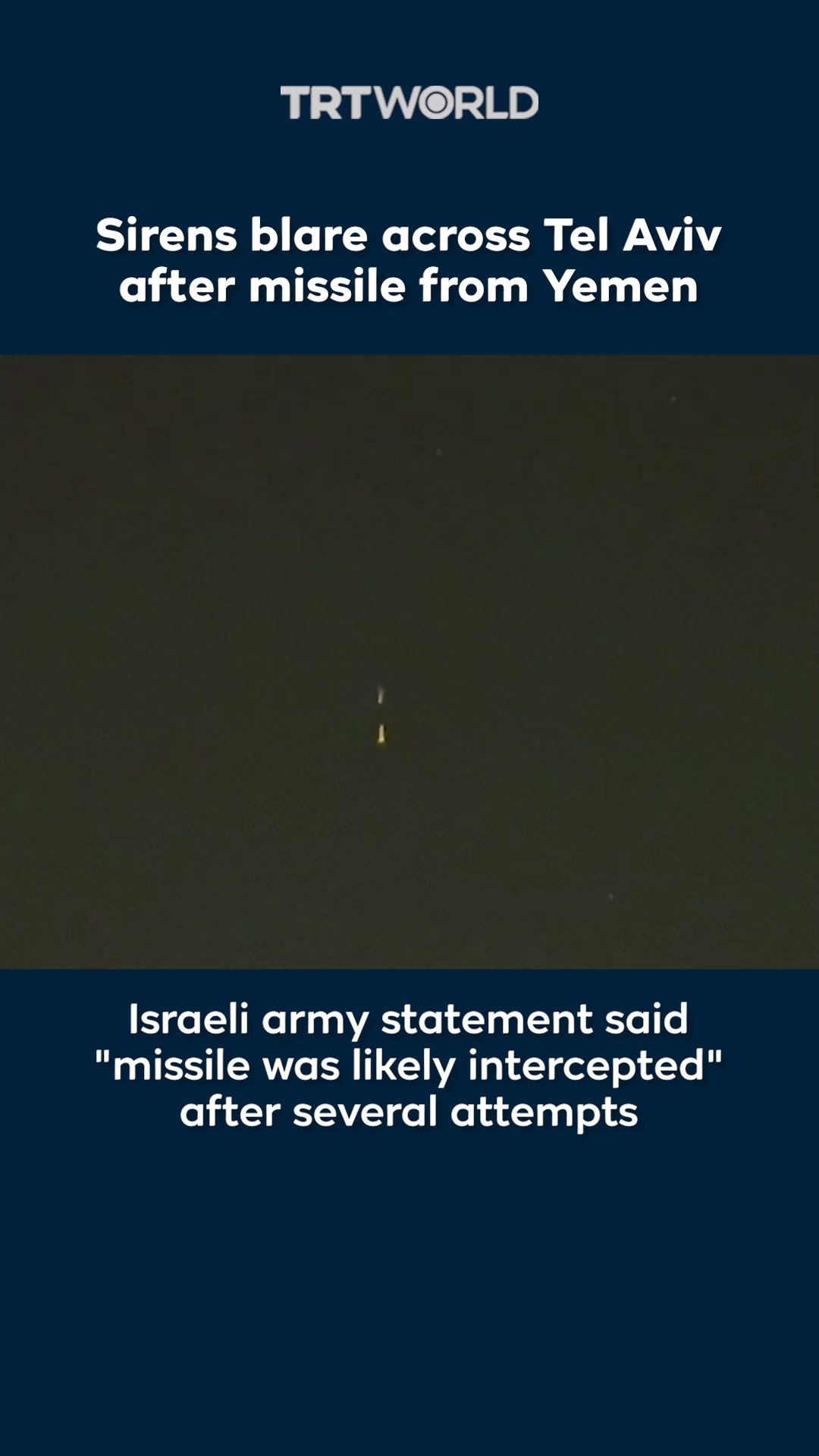 Sirens blare across Tel Aviv as Houthis launch missile and drone attacks