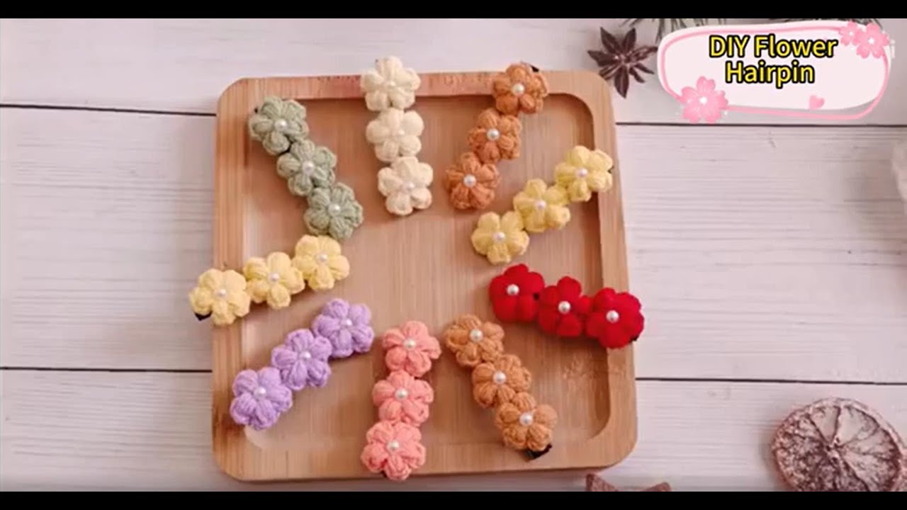 DIY flower Hairpin crochet tutorial 1
