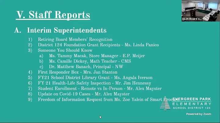 D124 Board of Education Meeting: 4/21/2021