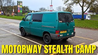 Stealth Camping at M6 Service Station In VWT4 | Van Life UK Trip