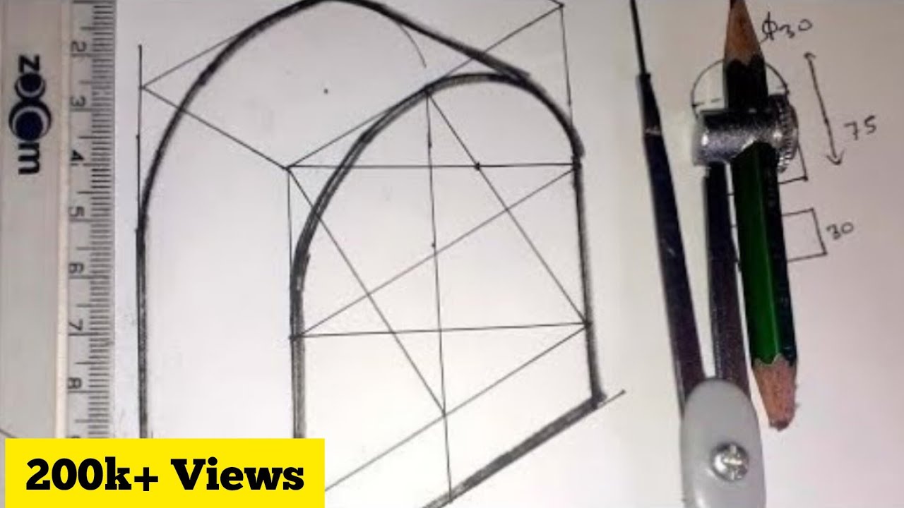 Isometric Drawing of semi circle from orthographic projection engineering drawing tutorial isometric