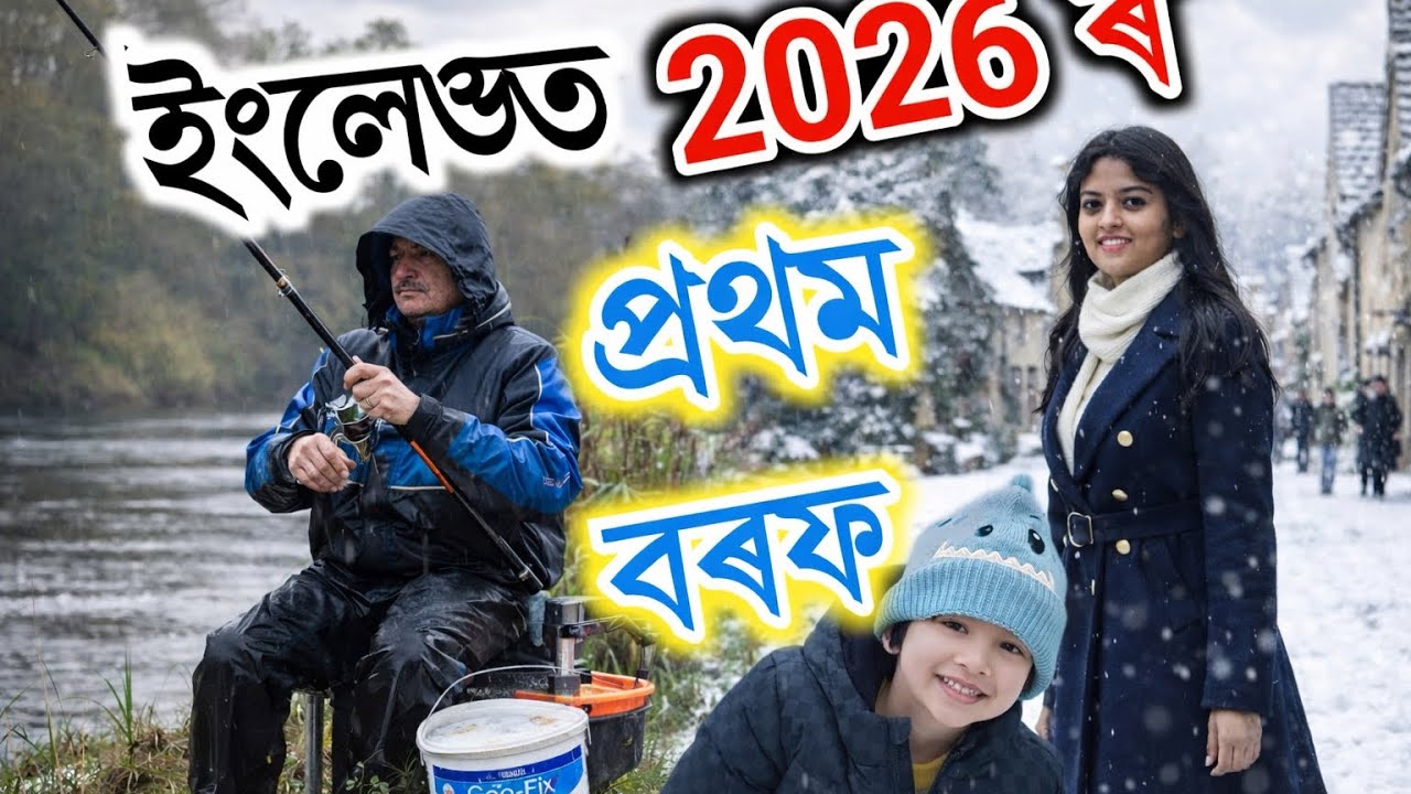 Рыбалка на ледяном озере с копьем. Снег в Англии.