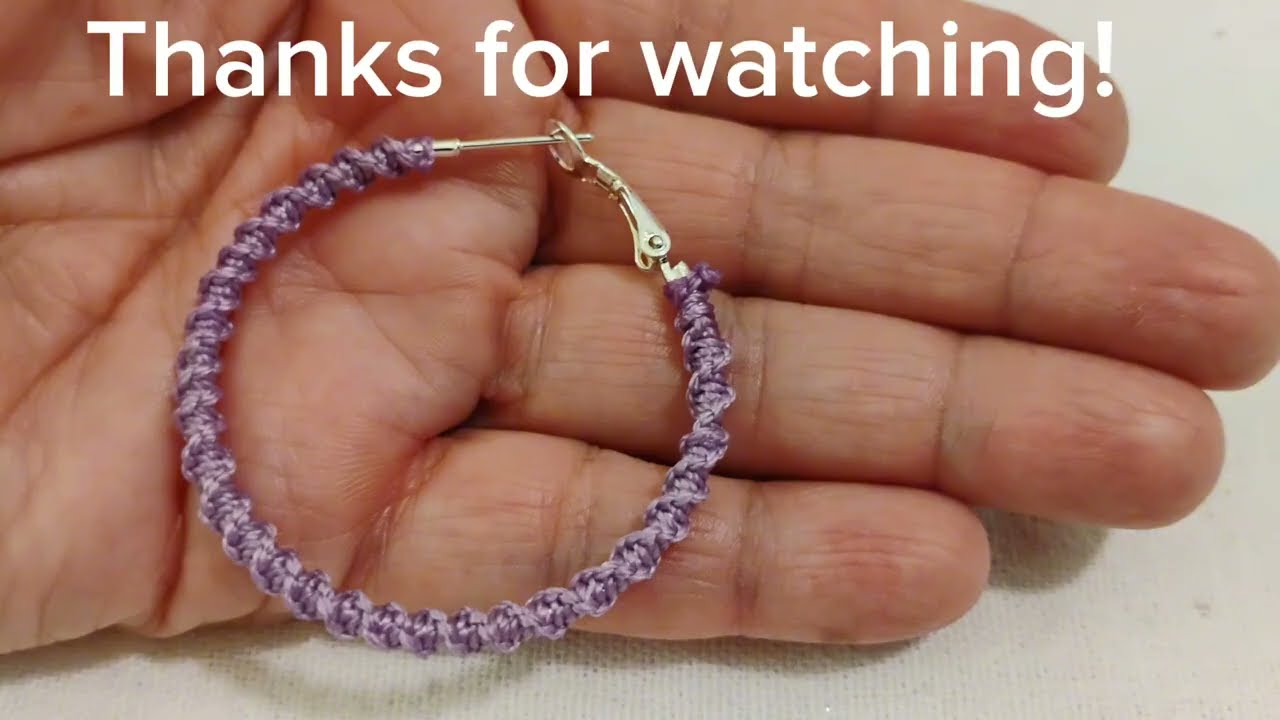Half Square Knot Hoop Earrings easy peasy! Micro Macrame Earrings 
