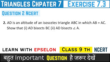 triangles class 9 exercise 7.3 question 2 | class 9 exercise 7.3 question 2 | triangles class 9