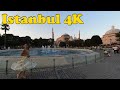 Evening walk around Istanbul 4K. Aksaray - Sultanahmet - Galata Bridge.