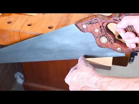 How to restore an old woodworking hand saw - Remove rust on saw blade and restore the handle