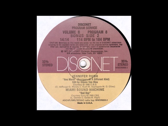 Miami Sound Machine with Gloria Estefan - Bad Boy 12" Disconet Extended Version