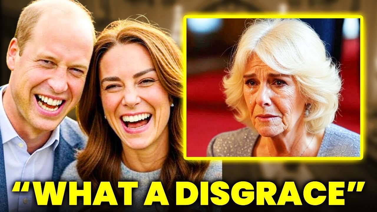 Камилла поскользнулась на красной дорожке, пока Уильям и Кэтрин смеются за ее спиной