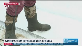 Icy, slick roads in Hall County