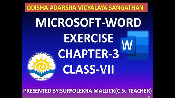 OAVS Class 7th Chapter 3 Exercise(MsWord )#Class VII #ict #oavs