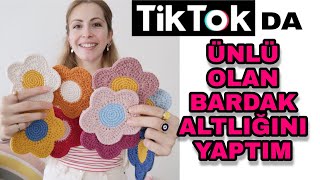 TikTok da ÜNLÜ OLAN ÇİÇEKLERİ YAPIYORUZ 🤩 | BARDAK ALTLIĞI YAPIMI | Diy | Crochet Flowers