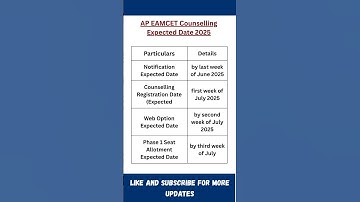 AP EAMCET 2025 Counselling Date 📅 | Expected Schedule & Process! #apeamcet2025 #shorts