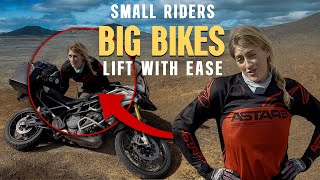 Four ways to pick up a heavy motorcycle. Guaranteed success proven by small girl