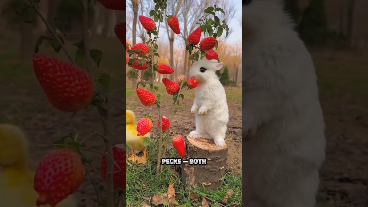 Strawberry Snack Attack! 🐰🦆🍓