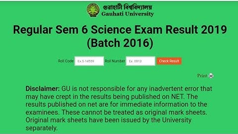 Guwahati University 6th semester results Regular and Arrea 2019