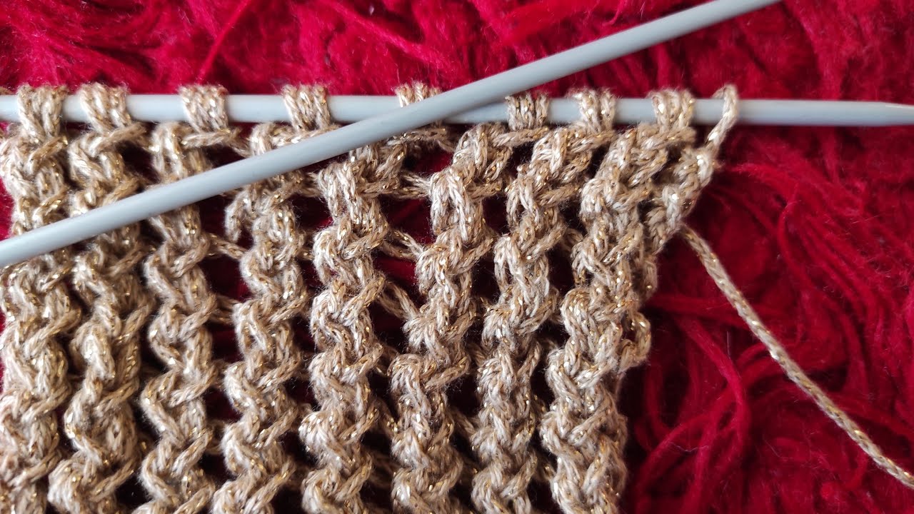 شال مستطيل تريكو  غرزة سهلة