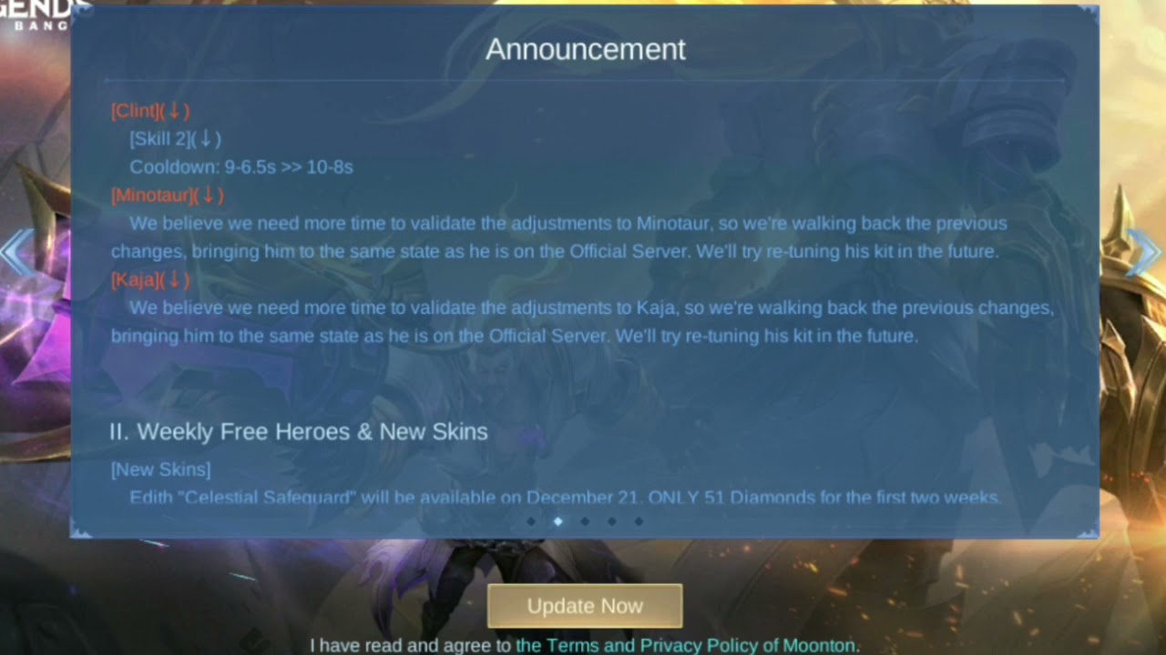 New Patch Note 1.6.42 | Valentina BUFF | Aamon, Clint NERF | Mobile Legends