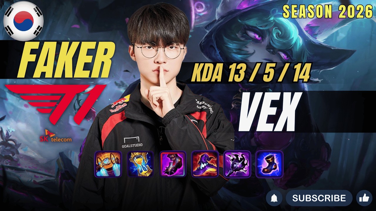 T1 Faker VEX vs YONE Mid - Patch 26.3 KR Ranked | lolrec