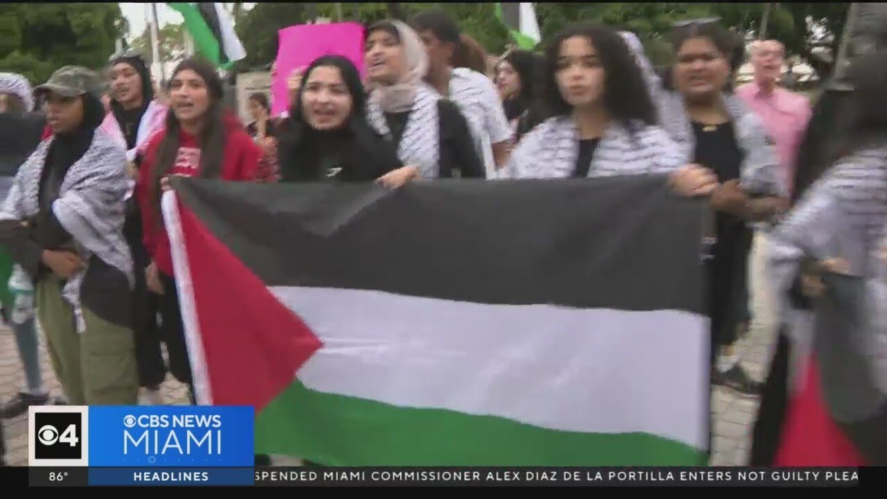 Strong police presence at pro-Palestinian rally in downtown Miami; arrests made