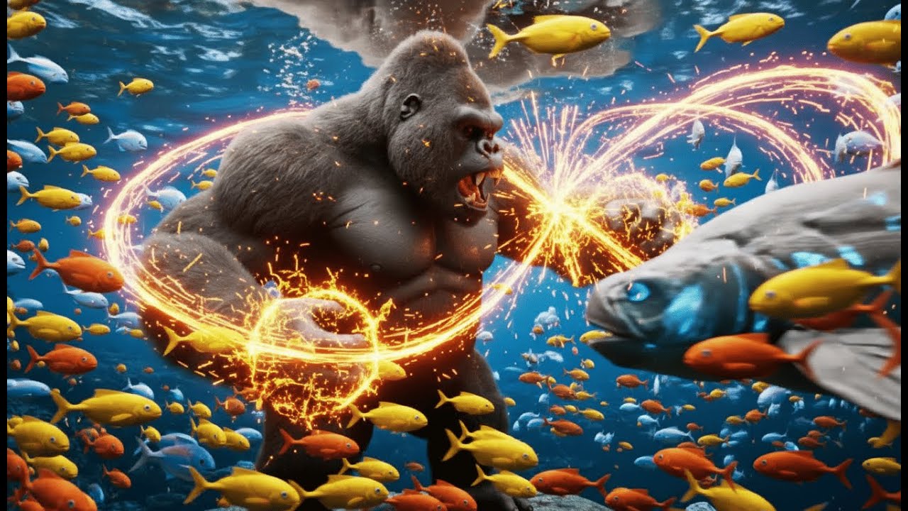The Final Fight: King Kong battles the alien fish!